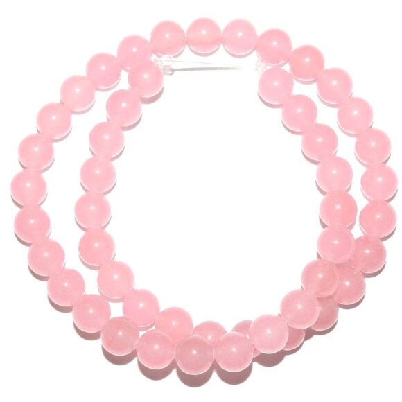 Beads Light Pink Malay Jade 8mm Round Gemstone Quartz 15" Strand GR942 - Picture 2 of 2